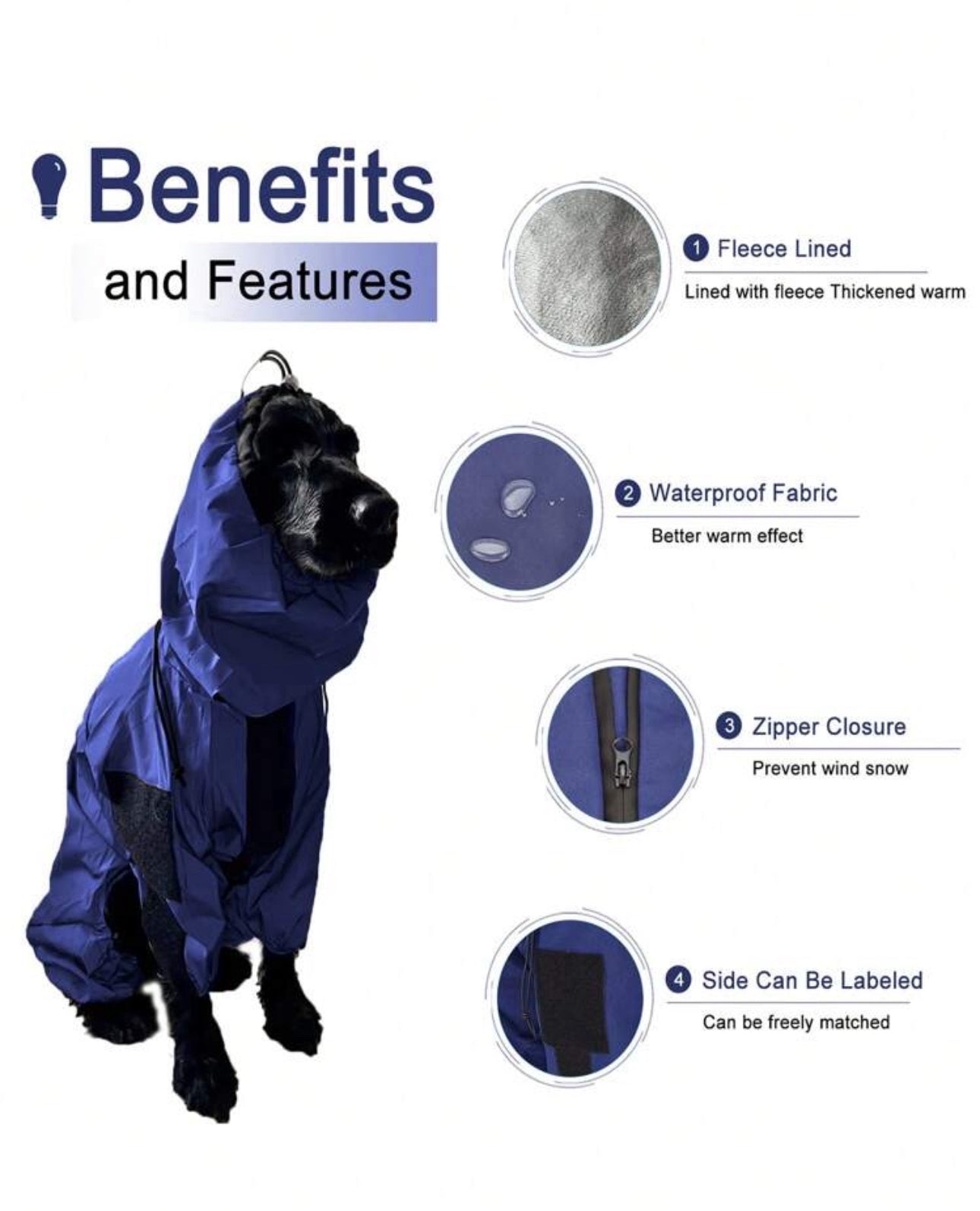 Navy Blue Fleece Raincoat