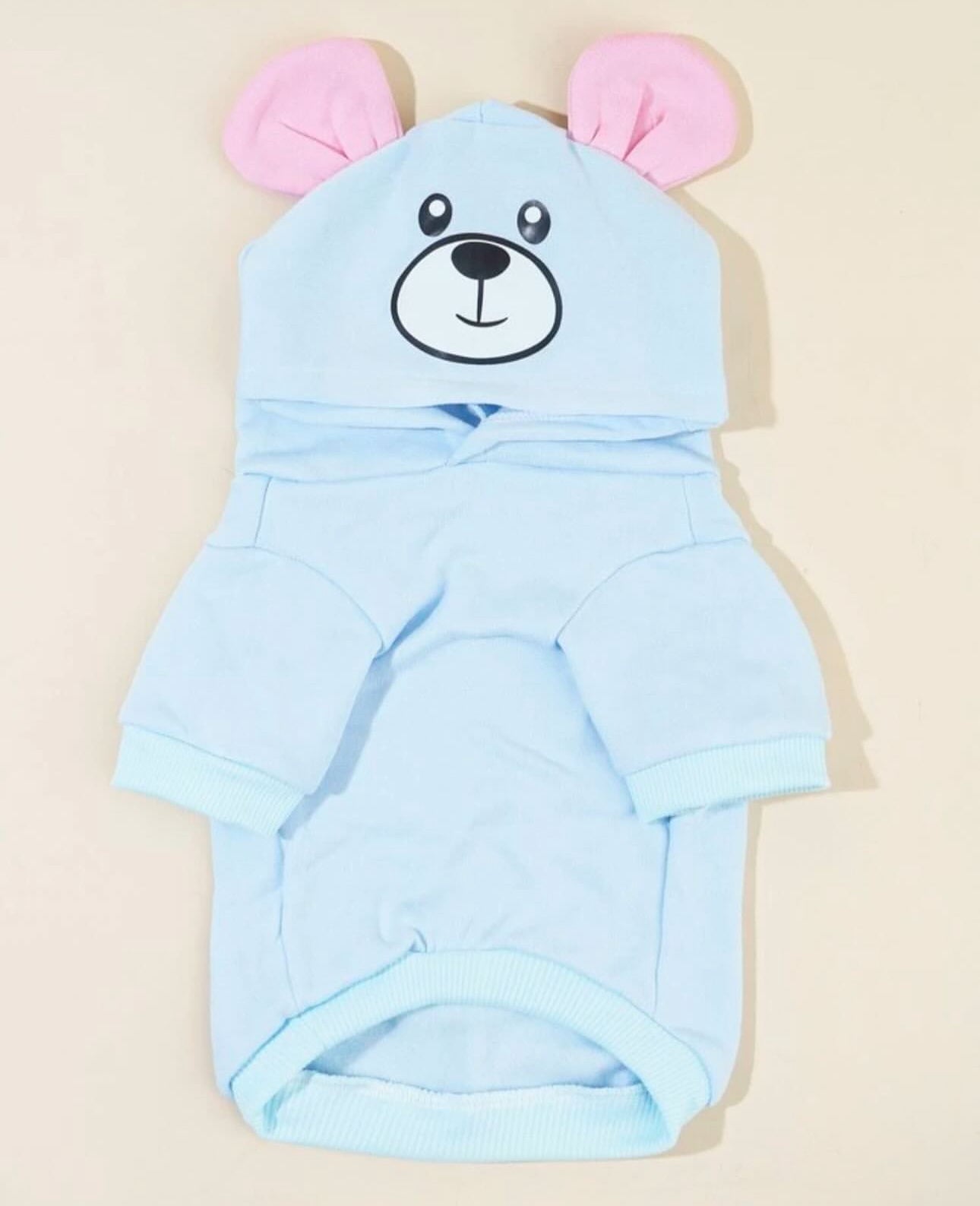 Baby Blue Fleece for Big Dogs – Pink Ears & Paws Design