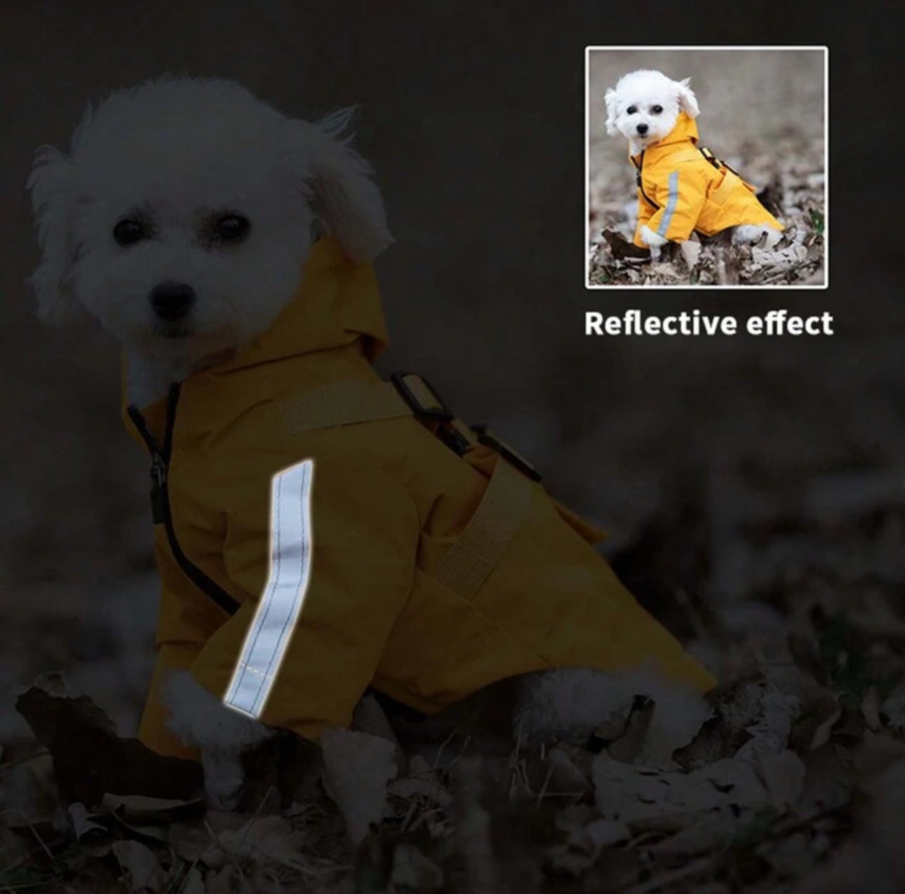 Waterproof Dog Raincoat with Hood & Zipper –Reflective,Adjustable,Harness & Treat Pocket