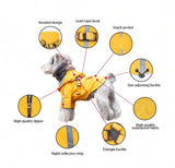 Waterproof Dog Raincoat with Hood & Zipper –Reflective,Adjustable,Harness & Treat Pocket