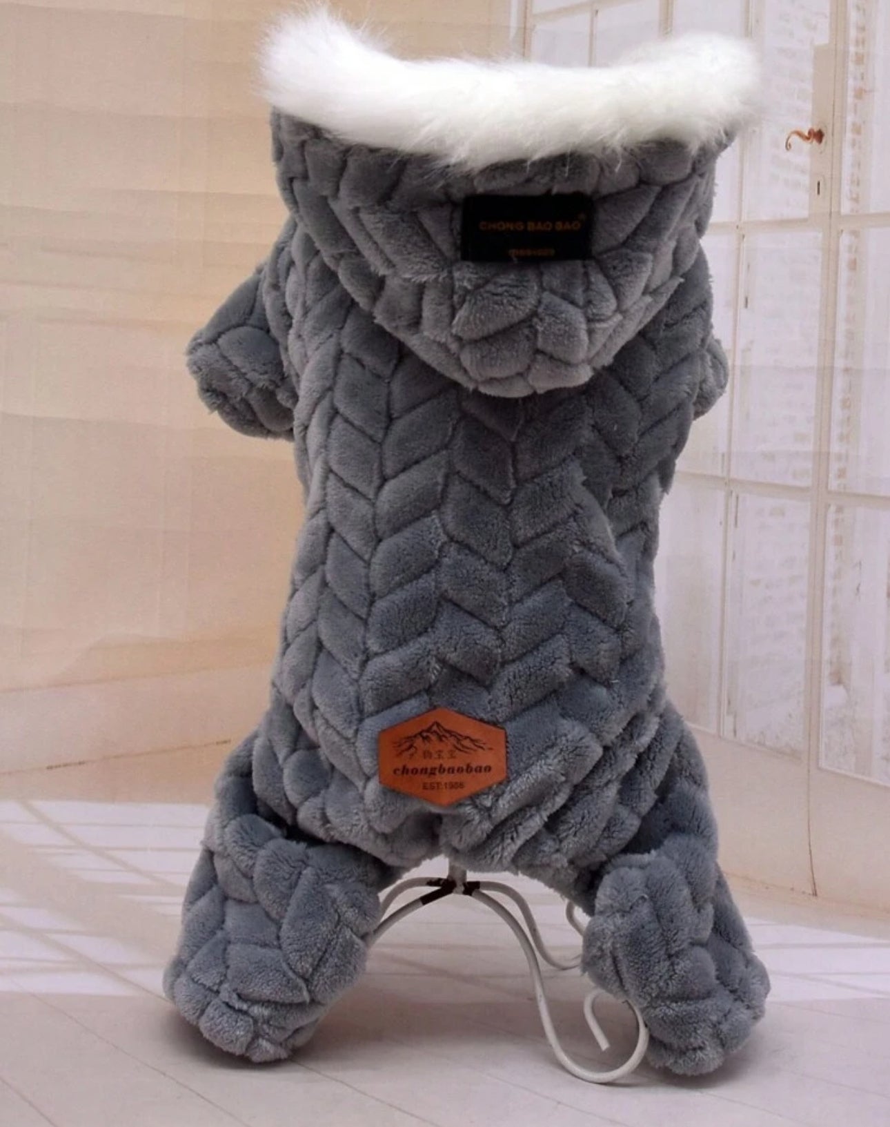 Gray Soft Fur Pet Jumpsuit