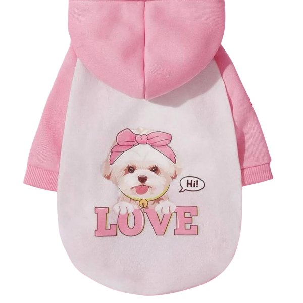 White & Pink Fleece Hoodie