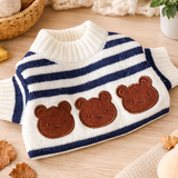 Navy Blue Bear Wool Sweater